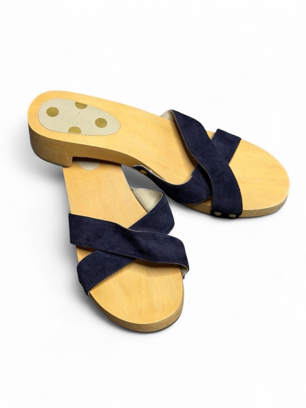 Boden Orella Blue Suede Wooden Clog Sandals – Size 40/9.5